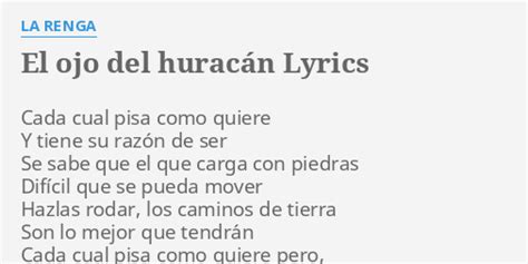 cada cual pisa como quiere letra|EL OJO DEL HURACAN: Acordes y Letra para Guitarra, Piano y .